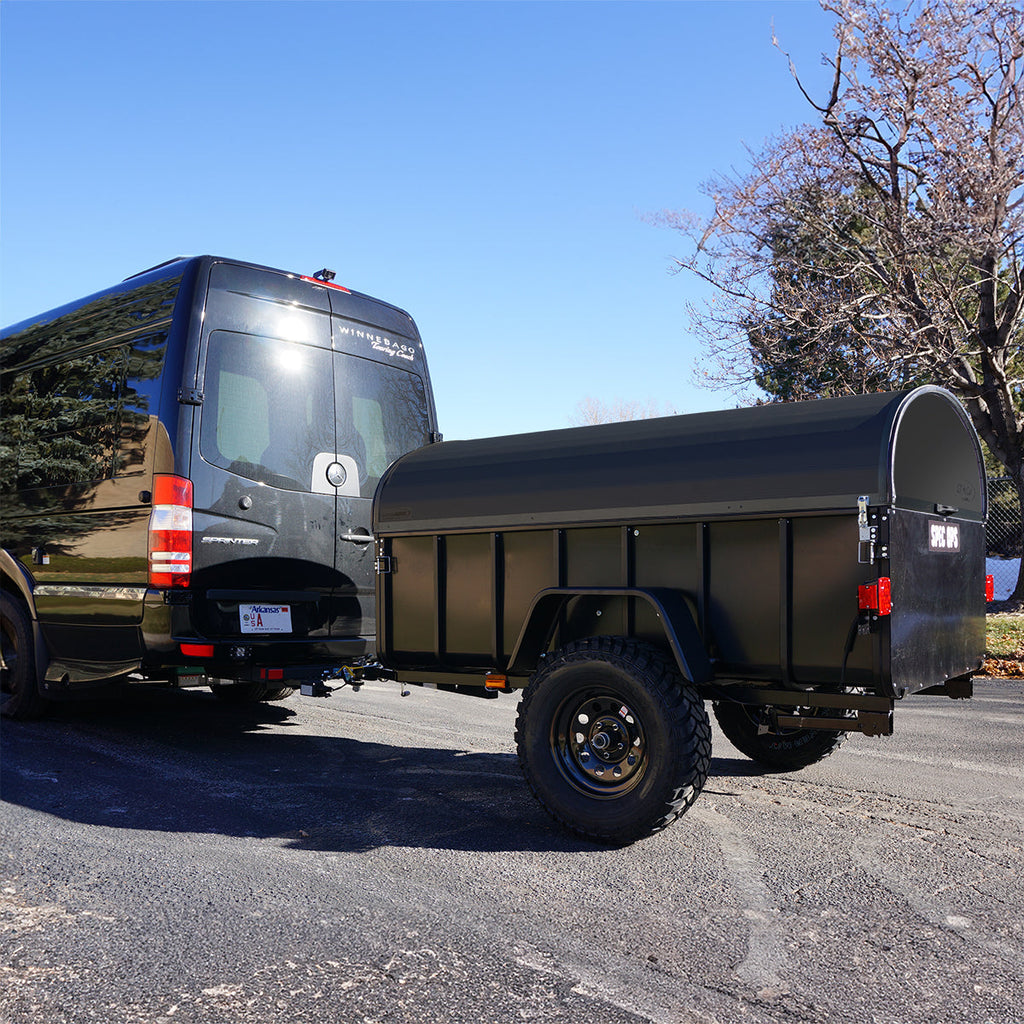 Motorhome RV towing a trailer